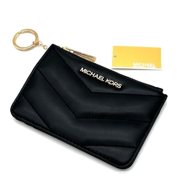 Michael Kors Jet Set Travel Small Top Zip Coin Pouch with ID Holder Black - Picture 2 of 8